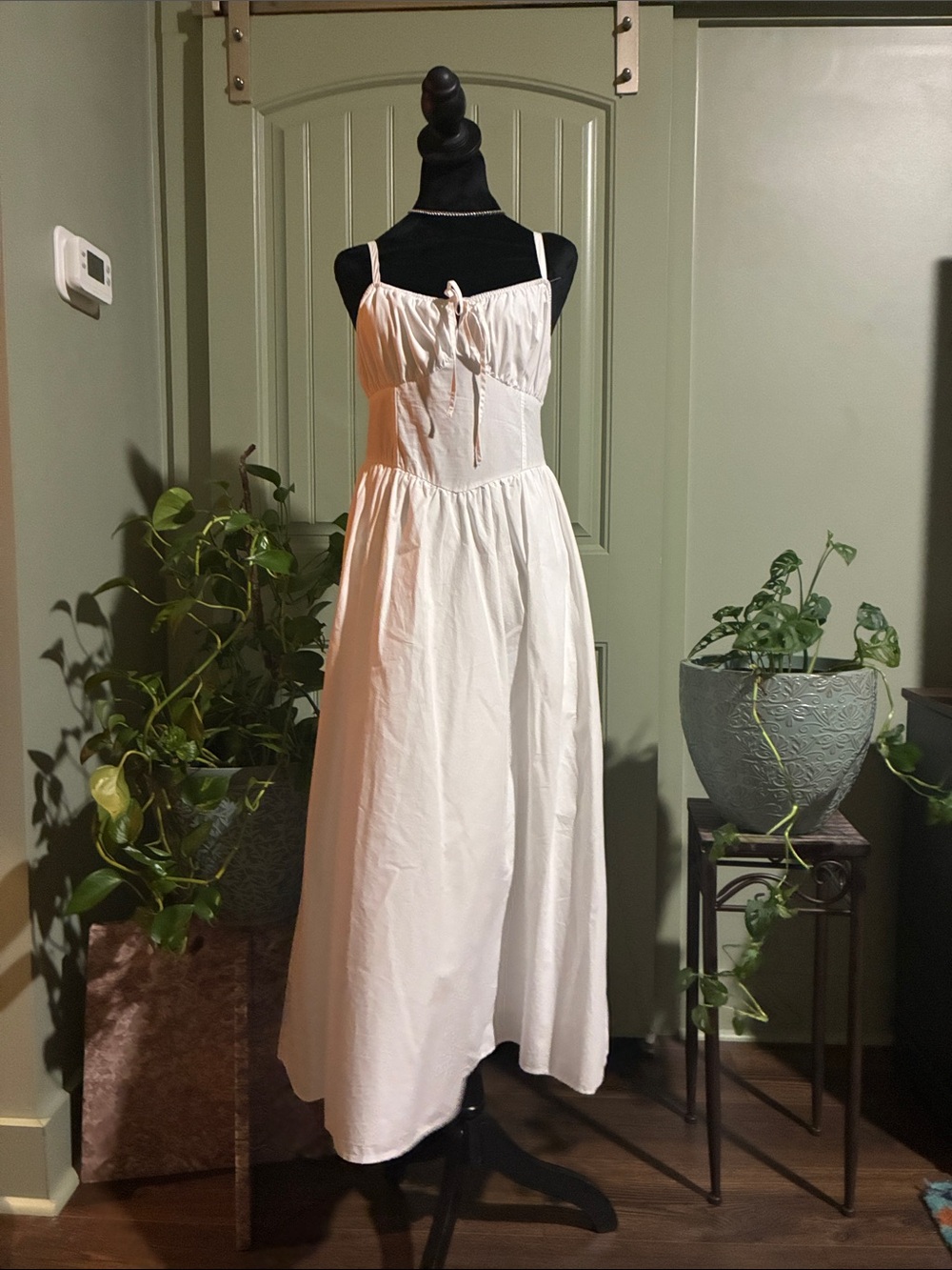 White Sleeveless Maxi Dress with Tie Front
